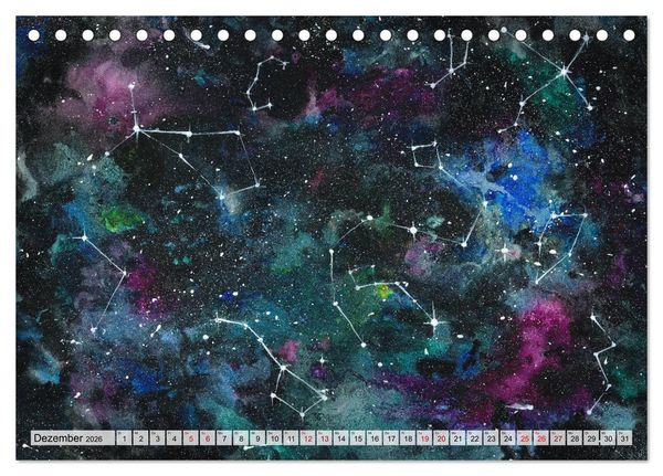 Produktbild: Gemaltes Weltall (Tischkalender 2026 DIN A5 quer), CALVENDO Monatskalender