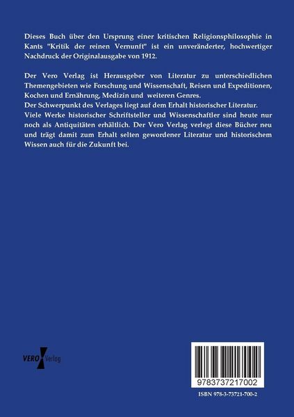 Produktbild: &Uuml;ber den Ursprung einer kritischen Religionsphilosophie in Kants `Kritik der reinen Vernunft&acute;