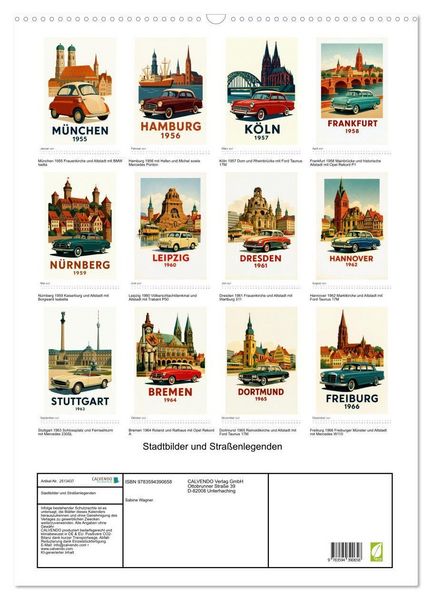 Produktbild: Stadtbilder und Stra&szlig;enlegenden (Wandkalender 2027 DIN A2 hoch), CALVENDO Monatskalender