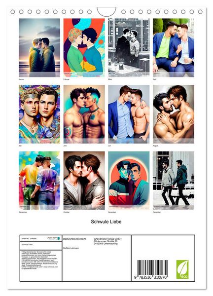Produktbild: Schwule Liebe (Wandkalender 2026 DIN A4 hoch), CALVENDO Monatskalender