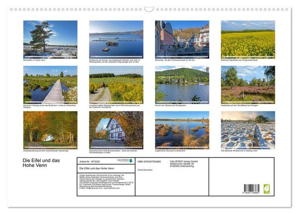 Produktbild: Die Eifel und das Hohe Venn (Wandkalender 2026 DIN A2 quer), CALVENDO Monatskalender