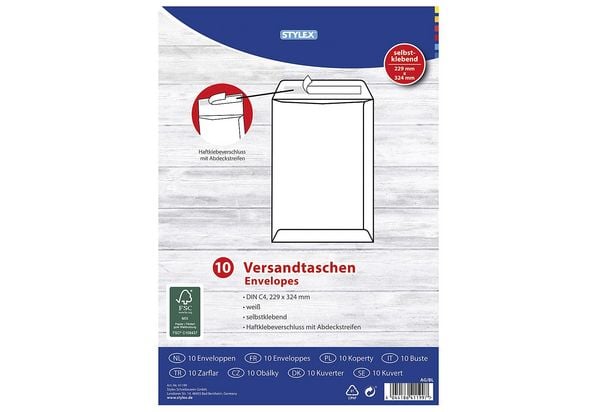 Produktbild: Stylex Versandtaschen, DIN C4, haftklebend, 10 St&uuml;ck