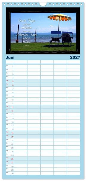 Produktbild: Familienplaner 2027 - Monat f&uuml;r Monat ein Bibelvers mit 5 Spalten (Wandkalender, 21 x 45 cm) CALVENDO