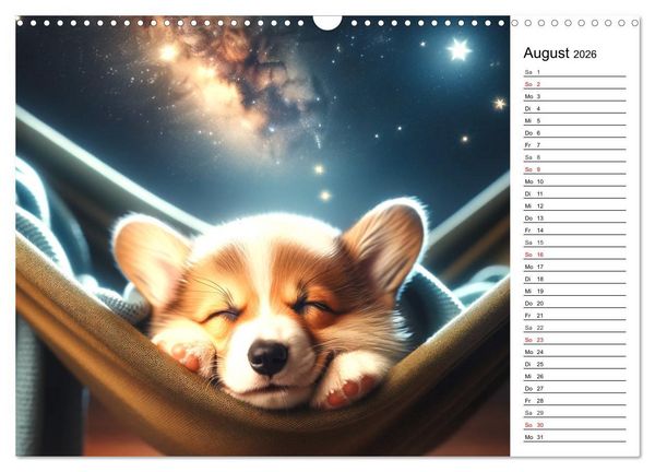 Produktbild: Hundewelpen zum Verlieben - KI Illustrationen (Wandkalender 2026 DIN A3 quer), CALVENDO Monatskalender