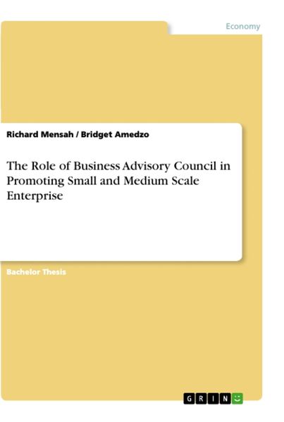 Produktbild: The Role of Business Advisory Council in Promoting Small and Medium Scale Enterprise