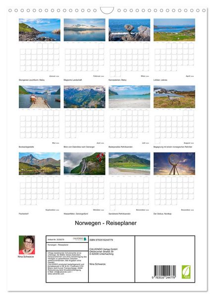 Produktbild: Norwegen - Reiseplaner (Wandkalender 2026 DIN A3 hoch), CALVENDO Monatskalender