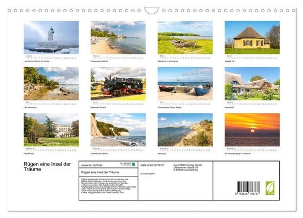 Produktbild: R&uuml;gen eine Insel der Tr&auml;ume (Wandkalender 2027 DIN A3 quer), CALVENDO Monatskalender