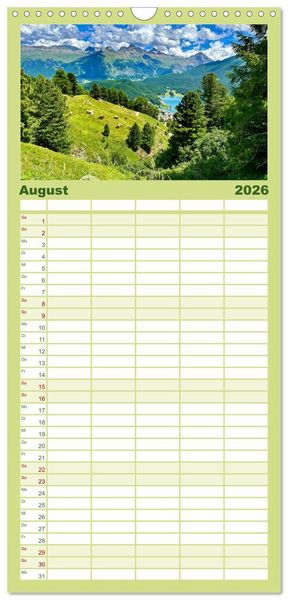 Produktbild: Familienplaner 2026 - Erlebe mit mir die Sch&ouml;nheit der Alpen mit 5 Spalten (Wandkalender, 21 x 45 cm) CALVENDO
