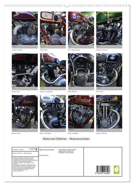 Produktbild: Motorrad Oldtimer - Motoransichten (hochwertiger Premium Wandkalender 2026 DIN A2 hoch), Kunstdruck in Hochglanz