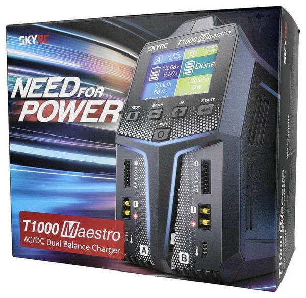 Produktbild: SKYRC T1000 AC/DC Modellbau-Ladeger&auml;t 20A Blei, LiFePO, LiHV, LiIon, LiPo, NiCd, NiMH