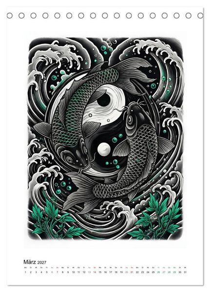 Produktbild: Irezumi - Japans Seele in zwei Farben (Tischkalender 2027 DIN A5 hoch), CALVENDO Monatskalender