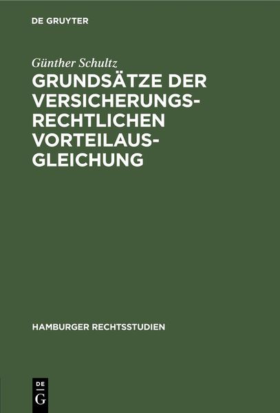 Produktbild: Grunds&auml;tze der versicherungsrechtlichen Vorteilausgleichung