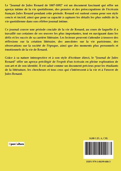 Produktbild: Journal de Jules Renard de 1887-1892