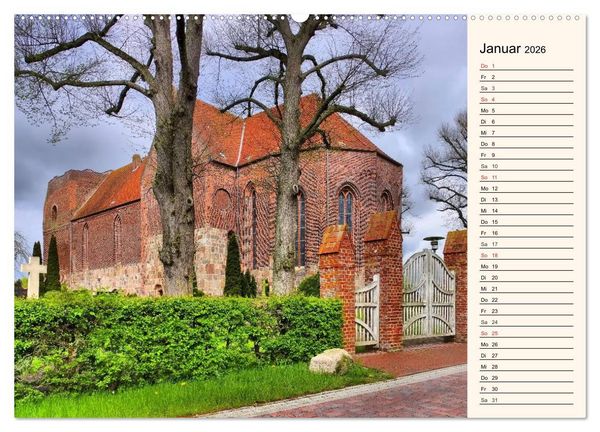 Produktbild: Kirchen in Ostfriesland (hochwertiger Premium Wandkalender 2026 DIN A2 quer), Kunstdruck in Hochglanz