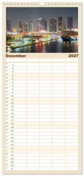 Produktbild: Familienplaner 2027 - Sehnsuchtsh&auml;fen in der Nacht mit 5 Spalten (Wandkalender, 21 x 45 cm) CALVENDO