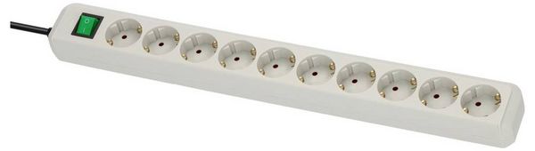 Produktbild: Brennenstuhl 1159350010 Steckdosenleiste mit Schalter 10fach Lichtgrau Schutzkontakt 1 St.