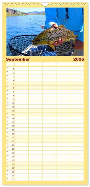 Produktbild: Familienplaner 2026 - Anglergl&uuml;ck - den Fisch am Haken mit 5 Spalten (Wandkalender, 21 x 45 cm) CALVENDO