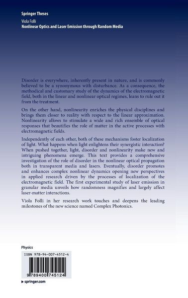 Produktbild: Nonlinear Optics and Laser Emission through Random Media