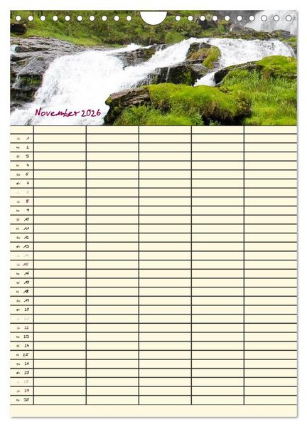 Produktbild: Familienplaner Norwegen (Wandkalender 2026 DIN A4 hoch), CALVENDO Monatskalender