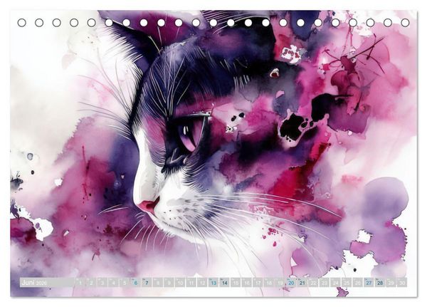 Produktbild: Katzensymphonie in Aquarell (Tischkalender 2026 DIN A5 quer), CALVENDO Monatskalender