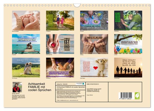 'Achtsamkeit FAMILIE mit coolen Sprüchen (Wandkalender 2024 DIN A3 quer