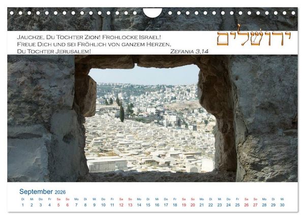 Produktbild: Jerusalem. Kalender mit Bibelworten (Wandkalender 2026 DIN A4 quer), CALVENDO Monatskalender