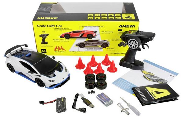 Produktbild: Amewi Lamborghini Huracan STO Drift Car Wei&szlig; Brushed 1:18 RC Modellauto Elektro Drift Allradantrieb (4WD) RtR 2,4GHz inkl. Akku