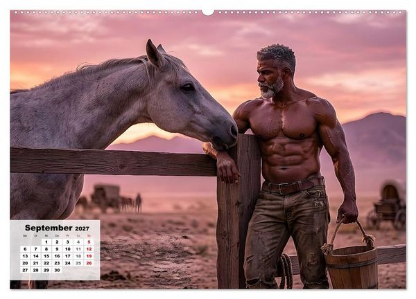 Produktbild: Echte Kerle &ndash; Wilder Westen (hochwertiger Premium Wandkalender 2027 DIN A2 quer), Kunstdruck in Hochglanz