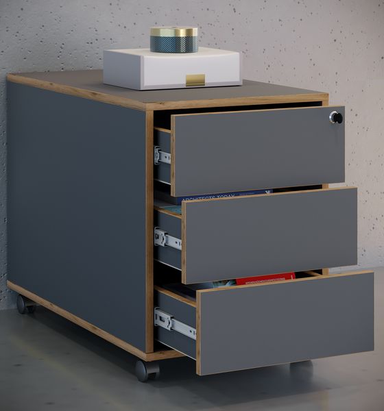 Produktbild: Holz Rollcontainer B&uuml;rocontainer Salia 3 Schublade