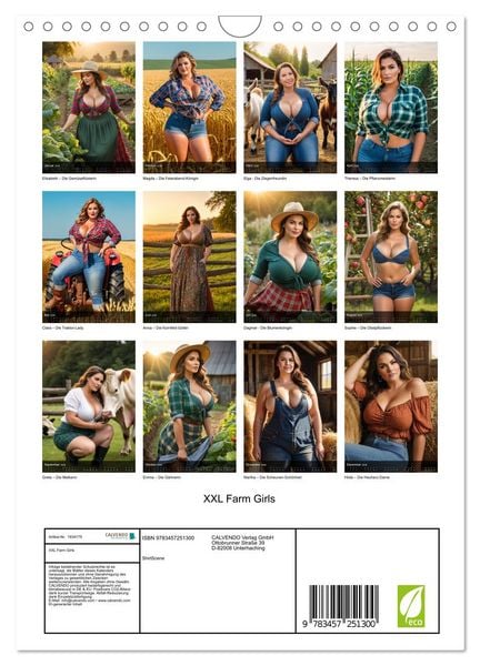 Produktbild: XXL Farm Girls (Wandkalender 2026 DIN A4 hoch), CALVENDO Monatskalender