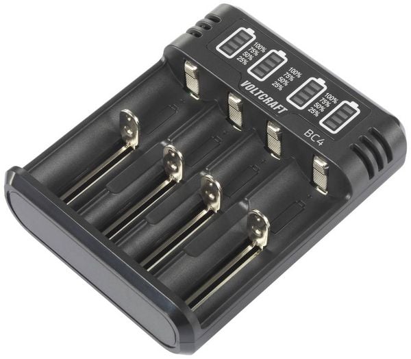 VOLTCRAFT BC4 Rundzellen-Ladegerät LiIon, NiMH Mignon (AA), Micro (AAA), Baby , Sub-C, 10440, 16340, CR-123A, 17335, 17500
