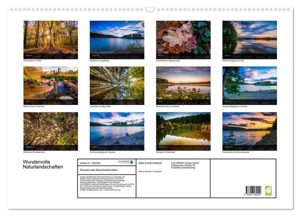 Produktbild: Wundervolle Naturlandschaften (Wandkalender 2026 DIN A2 quer), CALVENDO Monatskalender