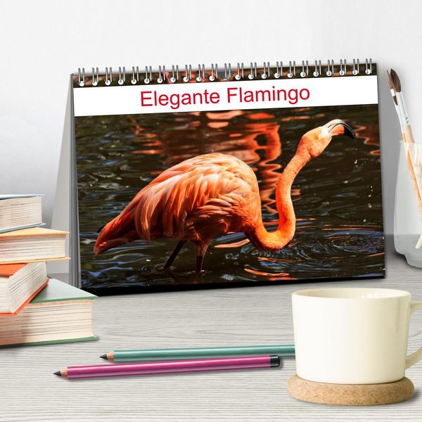 Produktbild: Elegante Flamingo (Tischkalender 2026 DIN A5 quer), CALVENDO Monatskalender