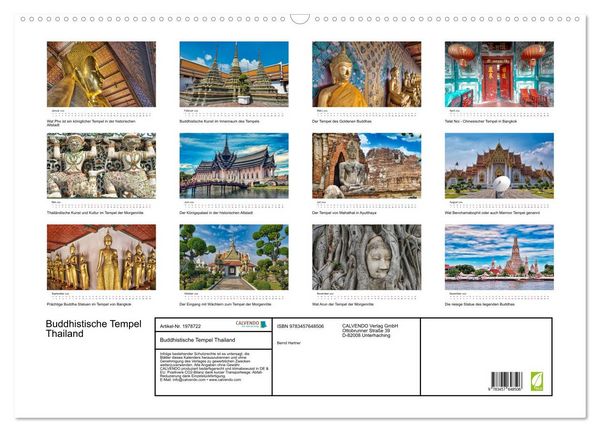 Produktbild: Buddhistische Tempel Thailand (Wandkalender 2026 DIN A2 quer), CALVENDO Monatskalender