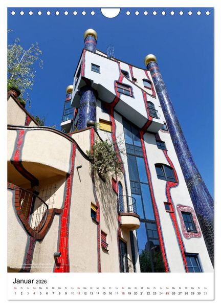Produktbild: Wohnen unterm Regenturm - Ein Hundertwasser Architekturprojekt, 1991-94 (Wandkalender 2026 DIN A4 hoch), CALVENDO Monatskalender