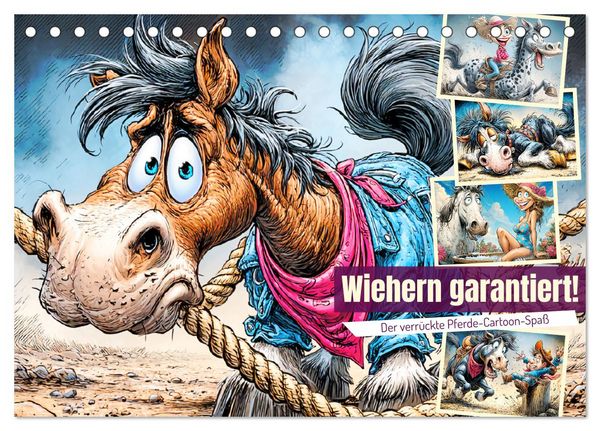 Wiehern garantiert. Der verrückte Pferde-Cartoon-Spaß (Tischkalender 2026 DIN A5 quer), CALVENDO Monatskalender