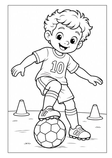 Produktbild: Kleine Kicker ganz gro&szlig;! &ndash; Fu&szlig;ball Malbuch ab 4 Jahren f&uuml;r Jungs mit 50 Ausmalbildern
