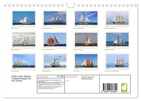 Produktbild: Unter vollen Segeln Traditionssegler auf der Ostsee (Wandkalender 2026 DIN A4 quer), CALVENDO Monatskalender
