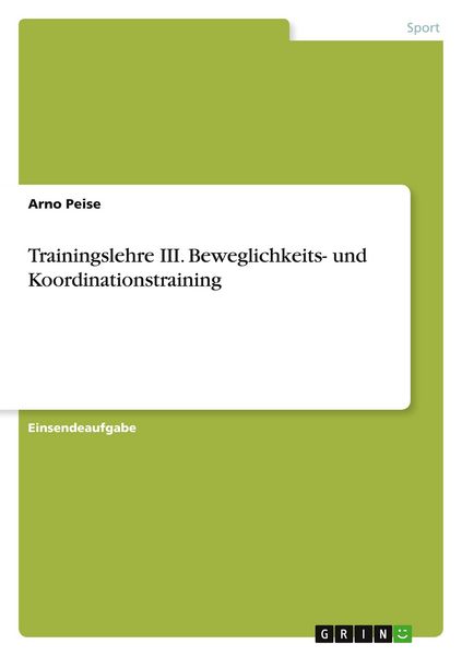 Produktbild: Trainingslehre III. Beweglichkeits- und Koordinationstraining