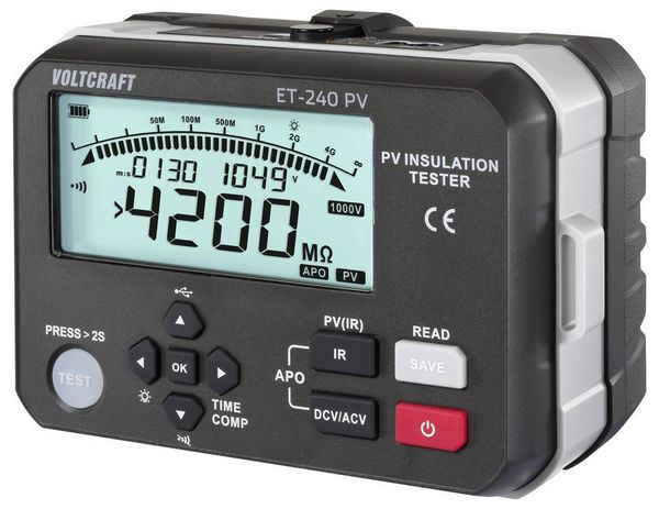 Produktbild: VOLTCRAFT ET-240 PV Isolationsmessger&auml;t 125 V, 250 V, 500 V, 1000V 4000 MΩ