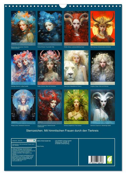 Produktbild: Sternzeichen. Mit himmlischen Frauen durch den Tierkreis (Wandkalender 2026 DIN A3 hoch), CALVENDO Monatskalender