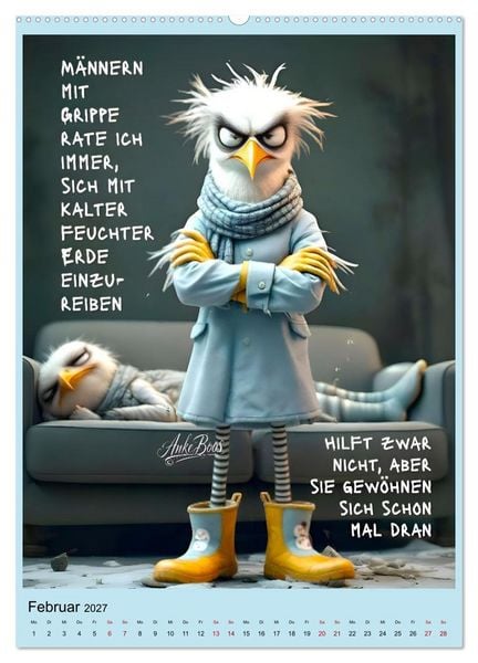 Produktbild: B&ouml;se M&ouml;wen - Jenseits des guten Geschmacks (hochwertiger Premium Wandkalender 2027 DIN A2 hoch), Kunstdruck in Hochglanz