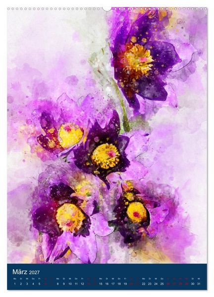 Produktbild: Wilde Blumen - Illustrierter Bl&uuml;tenzauber der Pflanzenwelt (hochwertiger Premium Wandkalender 2027 DIN A2 hoch), Kunstdruck in Hochglanz