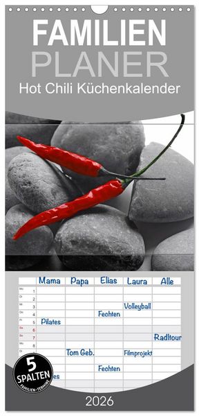 Produktbild: Familienplaner 2026 - Hot Chili K&uuml;chen Kalender mit 5 Spalten (Wandkalender, 21 x 45 cm) CALVENDO
