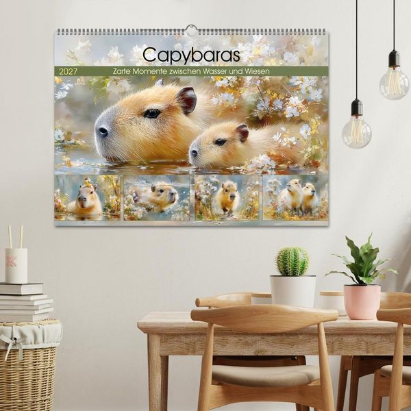 Produktbild: Capybaras. Zarte Momente zwischen Wasser und Wiesen (Wandkalender 2027 DIN A2 quer), CALVENDO Monatskalender