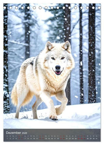 Produktbild: Der Wolf - Sehnsucht Freiheit Kraft (Tischkalender 2026 DIN A5 hoch), CALVENDO Monatskalender