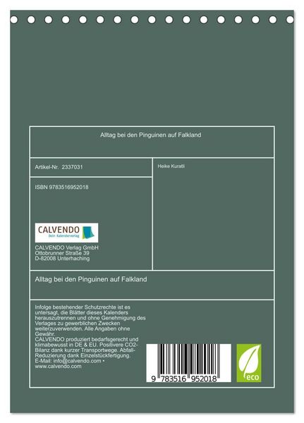 Produktbild: Alltag bei den Pinguinen auf Falkland (Tischkalender 2027 DIN A5 hoch), CALVENDO Monatskalender