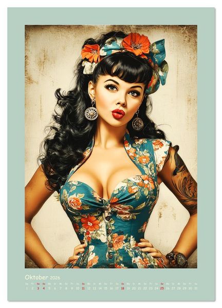 Produktbild: Flair der 50er Jahre. Girls im nostalgischen Pin-up-Stil (Wandkalender 2026 DIN A4 hoch), CALVENDO Monatskalender