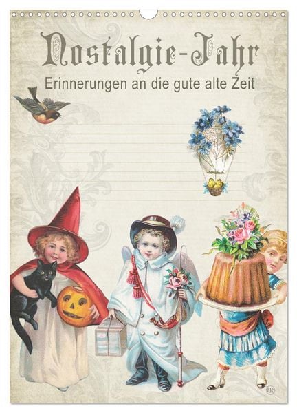 Produktbild: Nostalgie-Jahr, Motive aus alten Poesiealben (Wandkalender 2026 DIN A3 hoch), CALVENDO Monatskalender