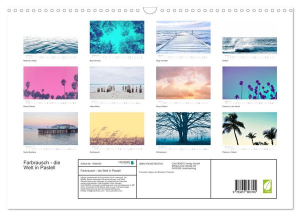 Produktbild: Farbrausch - die Welt in Pastell (Wandkalender 2026 DIN A3 quer), CALVENDO Monatskalender